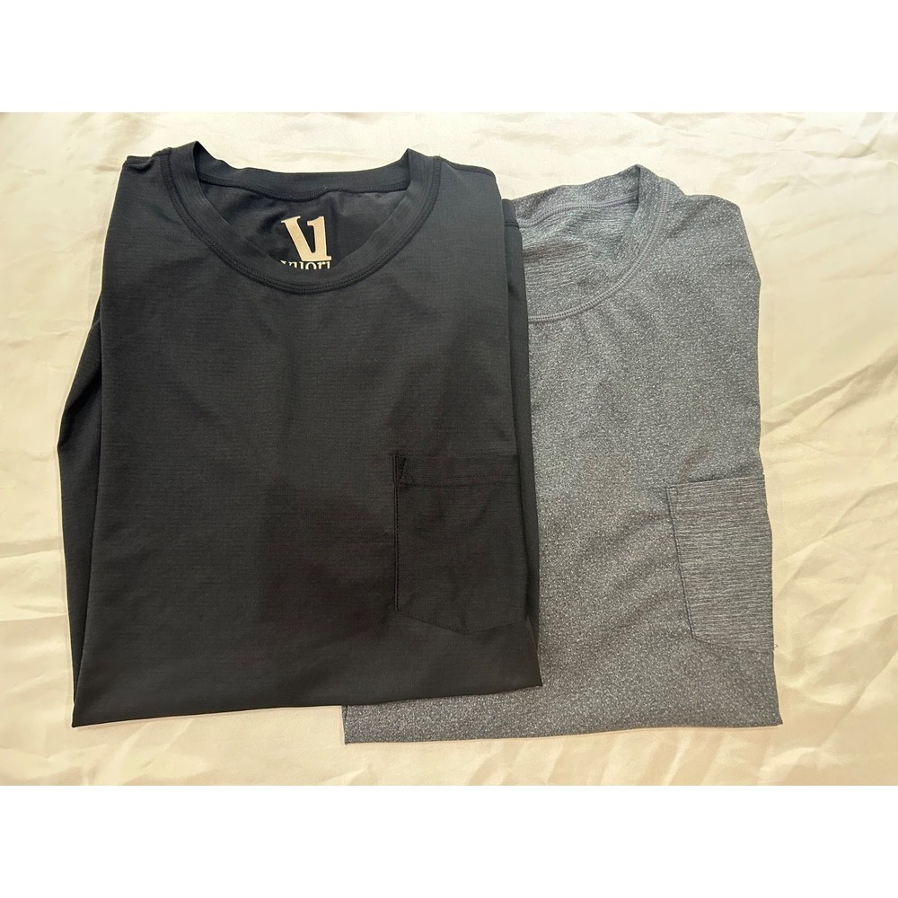 Lot 2 Vuori Tradewind Performance Tees Mens M Black Gray Pocket Shirts V109